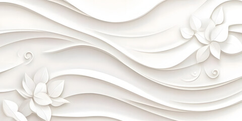 Obraz premium White Floral Waves: Abstract Art Design
