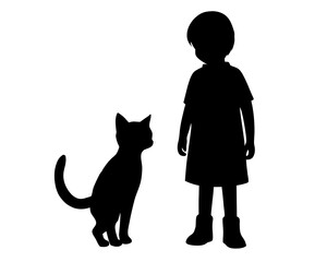 Kids cat silhouette vector illustration