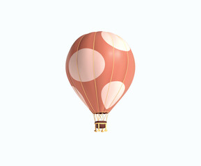 Naklejka premium Hot Air Balloon 3d icon. Colorful Polka Dot Hot Air Balloon vector 3d Illustration