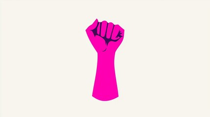 Vibrant Pink Fist Symbolizing Empowerment and Solidarity on Minimalist Background
