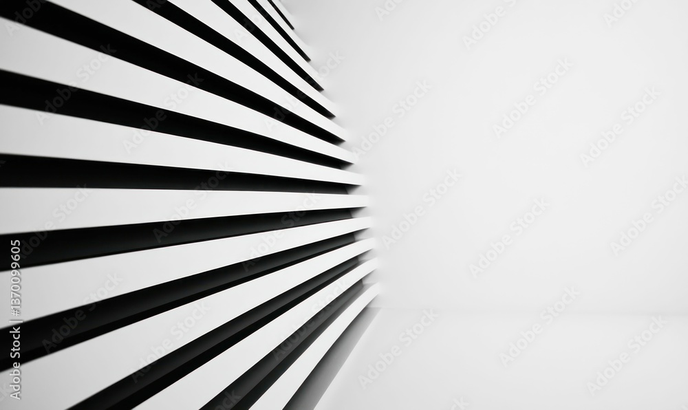 Poster a striking black and white architectural design featuring a geometric pattern of parallel lines.