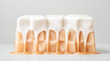 Creative Fusion of Melted Ice Cream Sculpture and Cube Design in Minimalist Art