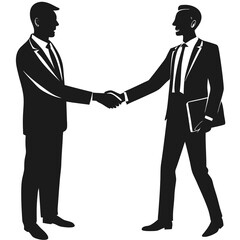 Obraz premium Businessman shaking hands silhouette vector illustration