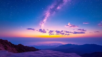 Fototapeta premium Mountaintop Milky Way Sunrise