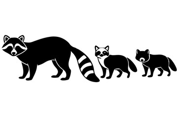 Obraz premium set of Raccoon silhouette vector illustration