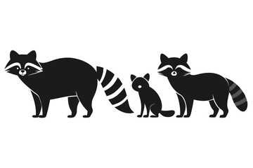 set of Raccoon silhouette vector illustration