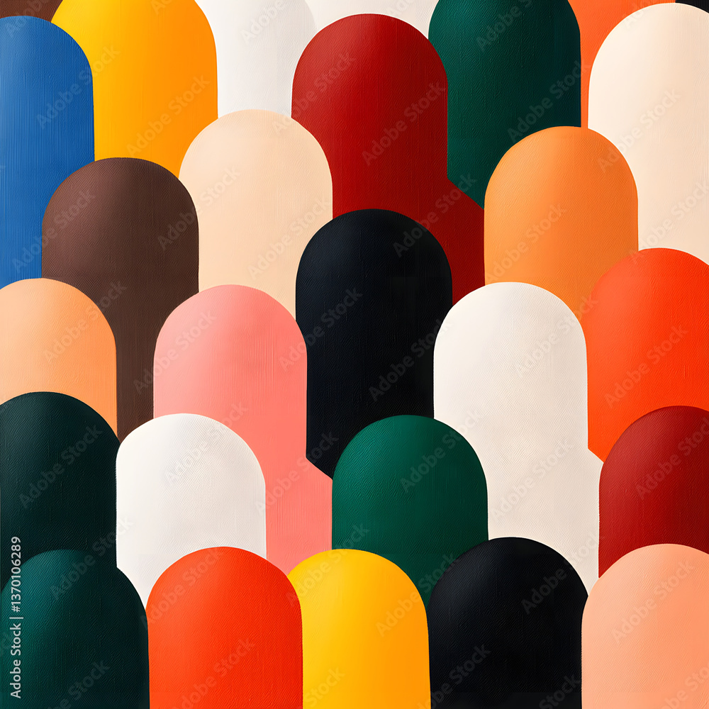 Aufkleber colorful abstract shapes create vibrant composition that symbolizes connectivity and diversity in mo