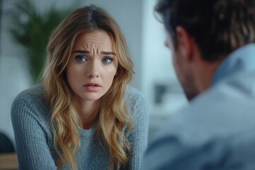 Fototapeta premium Pregnant woman feeling unwell during meeting with her male doctor in clinic, therapist consulting expectant female patient suffering headache and back