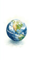Fototapeta premium Watercolor hand painted planet Earth isolated on white background. Symbol of life,Environmental problems and environmental protection ecology,Hand drawn Globe watercolour paint,Earth Day.