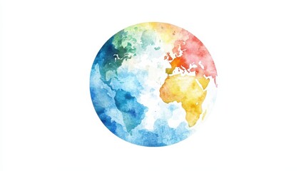 Watercolor hand painted planet Earth isolated on white background. Symbol of life,Environmental problems and environmental protection ecology,Hand drawn Globe watercolour paint,Earth Day.