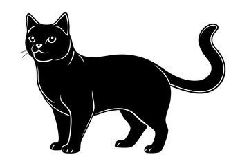 British Shorthair Cat silhouette vector illustration