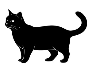 British Shorthair Cat silhouette vector illustration
