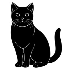 British Shorthair Cat silhouette vector illustration