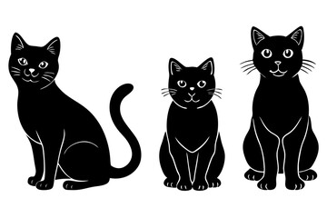 set of British Shorthair Cat silhouette vector illustration