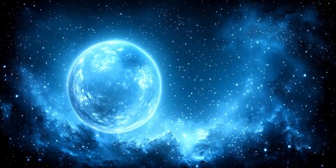Obraz premium Cosmic Moonlit Nebula