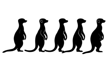 set of Meerkat silhouette vector illustration