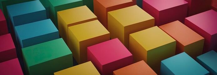 Obraz premium Abstract Cubes: Vibrant cubes in an array of colors create an eye-catching, abstract design, offering a modern and engaging visual.