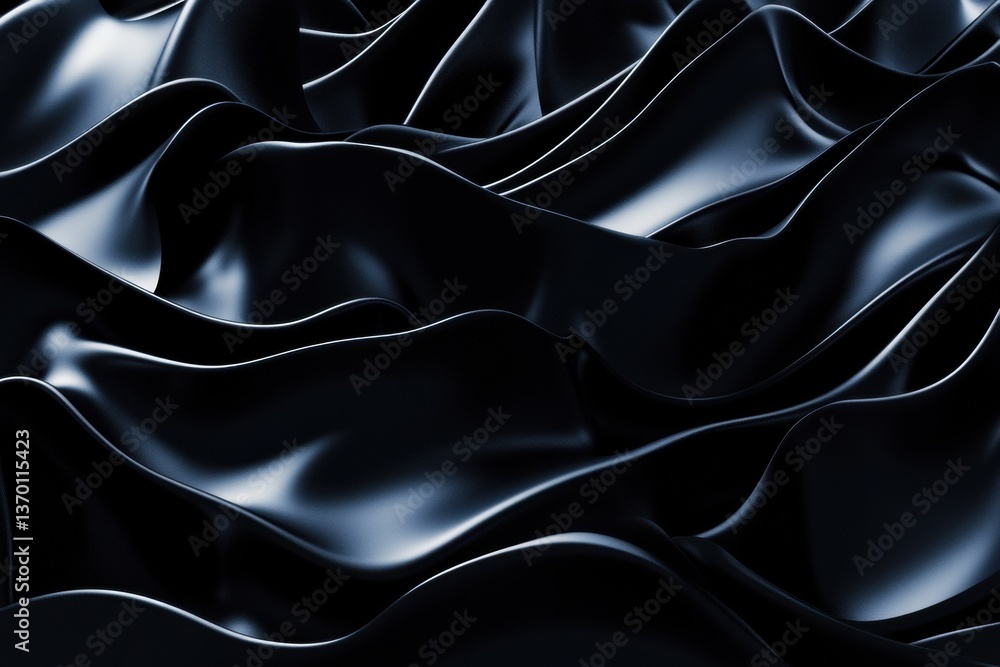 Poster Futuristic abstract pattern of monochrome soft 3D waves showcasing a smooth minimalist aesthetic in a modern design context