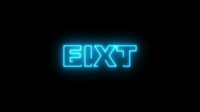 exit text icon animation neon glowing blue color text letter banner poster signboard template font lettering effect sign