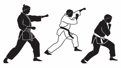 Dynamic Karateka Trio Silhouettes Collection Martial Arts