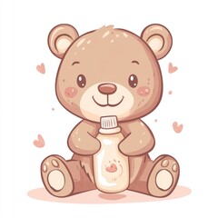Naklejka premium Cute bear holding bottle