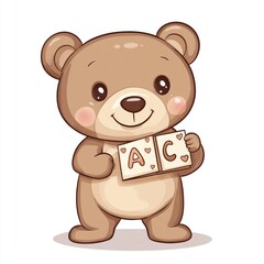 Fototapeta premium Cute brown bear holding alphabet letters
