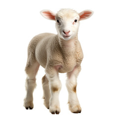 Fototapeta premium Baby sheep, lamb isolated on transparent background. Generative ai