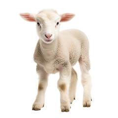 Fototapeta premium Baby sheep, lamb isolated on transparent background. Generative ai