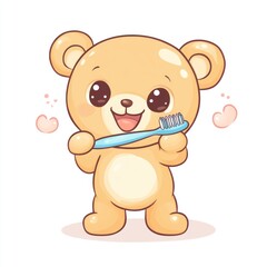 Obraz premium Cute bear brushing teeth (1)