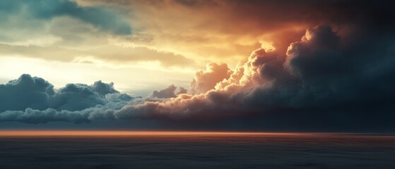 Fototapeta premium A beautiful sunset with a stormy sky in the background