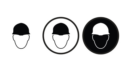 icon Helmet black outline logo for web site design 
and mobile dark mode apps 
Vector illustration on a white background