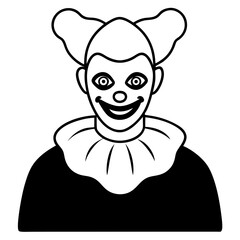 Clown costume with creepy makeup line art vector illustration