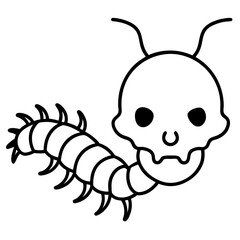 Creepy centipede crawling out of a skull
