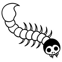 Creepy centipede crawling out of a skull