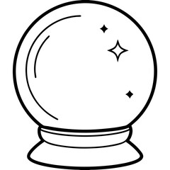 Crystal ball with a mysterious glow line art vector illustration