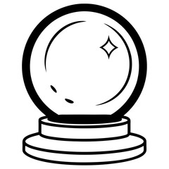 Crystal ball with a mysterious glow line art vector illustration