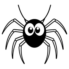 Cute Spider with big round eyes line art vector illustration