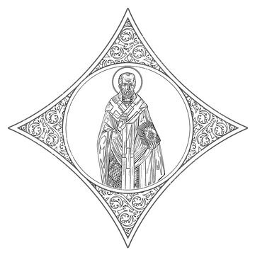 recommend clip art: Saint Nicholas of Myra. Coloring orthodox page in Byzantine style