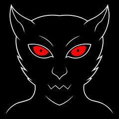 Glowing red eyes in the darkness vector illustration 