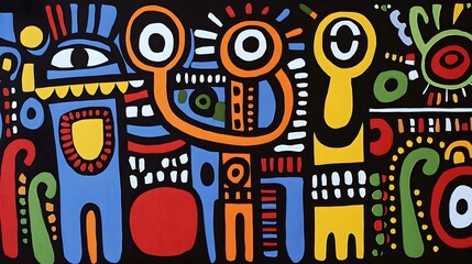 Colorful Abstract Art Featuring Playful Shapes and Geometric Designs in Vibrant Colors