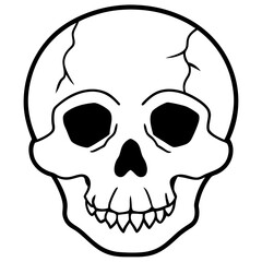 Hollow eyed skull with cracks line art vector illustration 