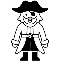 Pirate costume with an eyepatch and sword line art vector illustration
