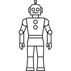 Robot costume with blinking lights line art vector illustration 