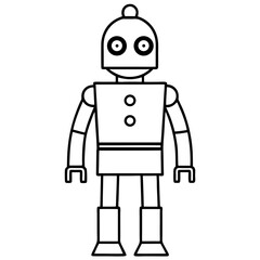 Robot costume with blinking lights line art vector illustration 