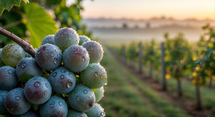 Close-Up of Fresh Red Grapes with Dewdrops on a White Background