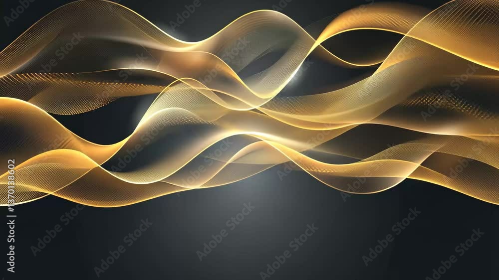 Poster golden waves ripple harmoniously over a dark surface, creating a stunning abstract design that blend