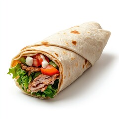 Delicious doner wrap showcasing fresh fillings street food scene culinary art open display gastronomic delight