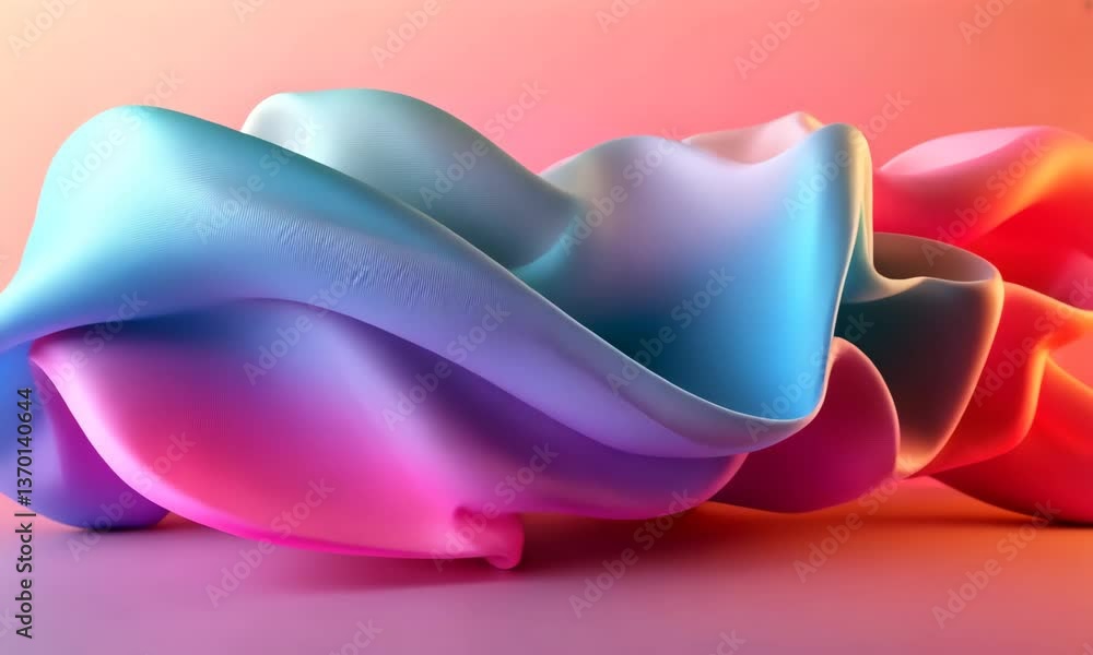 Poster abstract flowing silk fabric background with dynamic colors and soft gradient lighting