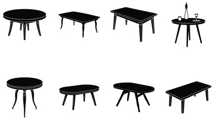 Table Vector Shilhouette Bundle Set Collection