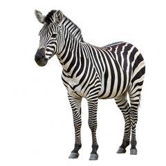 Fototapeta premium Zebra isolated on white background, high-resolution wildlife stock image 
